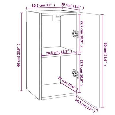 vidaXL TV-benker 4 stk røkt eik 30,5x30x60 cm konstruert tre