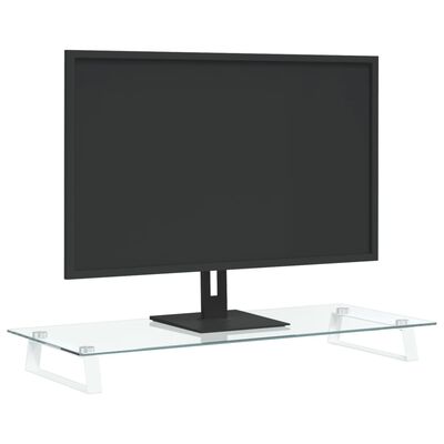 vidaXL Skjermstativ hvit 80x35x8 cm herdet glass og metall