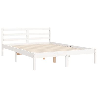 vidaXL Sengeramme med hodegavl hvit 4FT small double heltre