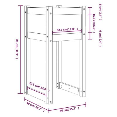 vidaXL Plantekasse svart 40x40x81 cm heltre furu