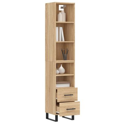 vidaXL Highboard sonoma eik 34,5x34x180 cm konstruert tre