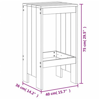 vidaXL Hagebarsett 5 deler svart heltre furu