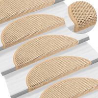 vidaXL Selvklebende trappematter sisal 15 stk 56x17x3 cm lys beige