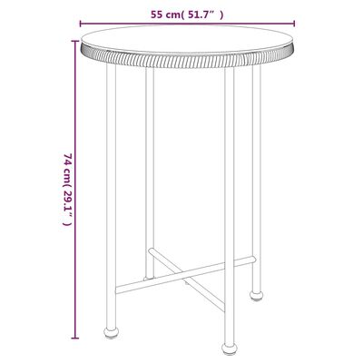 vidaXL Spisebord Ø55 cm herdet glass og stål