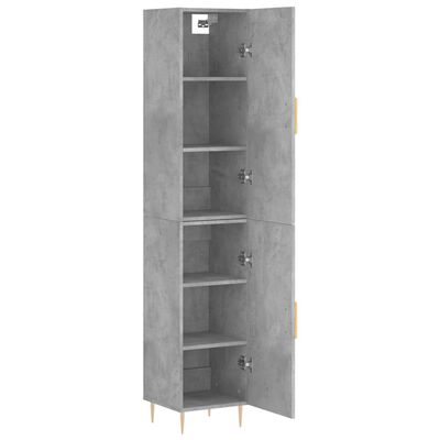 vidaXL Highboard betonggrå 34,5x34x180 cm konstruert tre