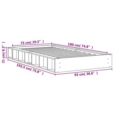 vidaXL Sengeramme uten madrass voksbrun 75x190 cm heltre furu