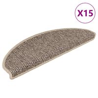 vidaXL Selvklebende trappematter sisal 15 stk 65x21x4 cm mørk beige