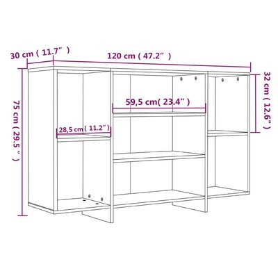 vidaXL Skjenk svart 120x30x75 cm konstruert tre