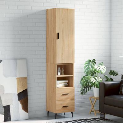 vidaXL Highboard sonoma eik 34,5x34x180 cm konstruert tre