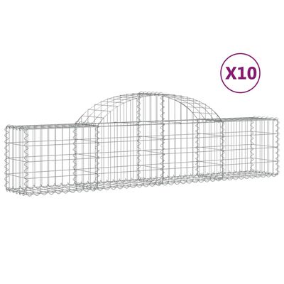 vidaXL Gabionkurver buede 10 stk 200x30x40/60 cm galvanisert jern