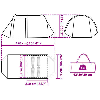 vidaXL Tunneltelt for camping 4 personer blå vanntett