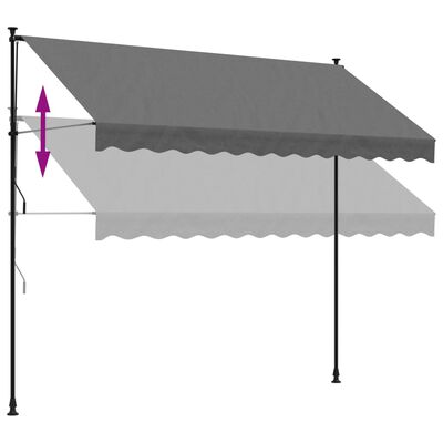 vidaXL Uttrekkbar markise antrasitt 300x150 cm stoff og stål