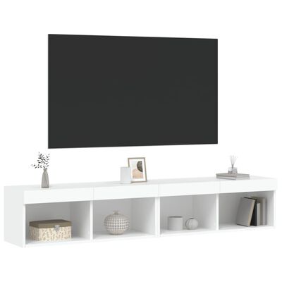 vidaXL TV-benker med LED-lys 2 stk hvit 80x30x30 cm