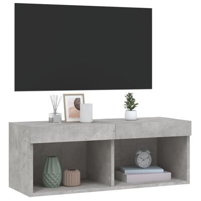 vidaXL TV-benk med LED-lys betonggrå 80x30x30 cm