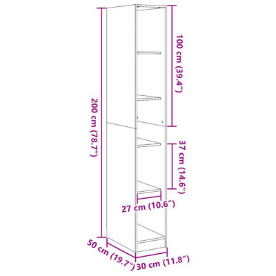 vidaXL Garderobe sonoma eik 30x50x200 cm konstruert tre