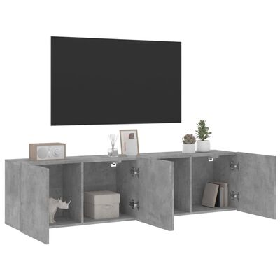 vidaXL Veggmonterte TV-benker 2 stk betonggrå 80x30x41 cm