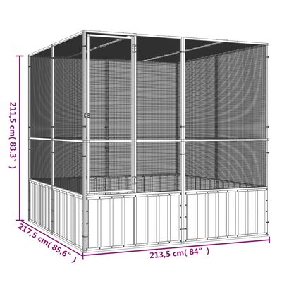 vidaXL Fuglebur grå 213,5x217,5x211,5 cm galvanisert stål