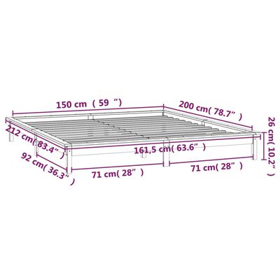 vidaXL Sengeramme med LED honningbrun 150x200 cm King Size heltre