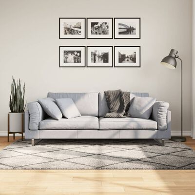 vidaXL Tykt teppe PAMPLONA høy luv moderne beige antrasitt 140x200 cm