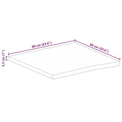 vidaXL Bordplate med naturlig kant 60x60x2,5 cm heltre mango