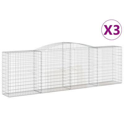 vidaXL Gabionkurver buede 3 stk 400x50x120/140 cm galvanisert jern