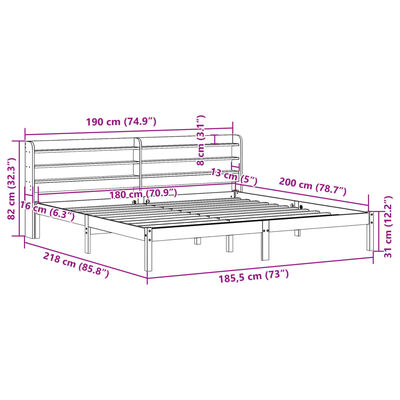 vidaXL Sengeramme uten madrass hvit 180x200 cm heltre furu