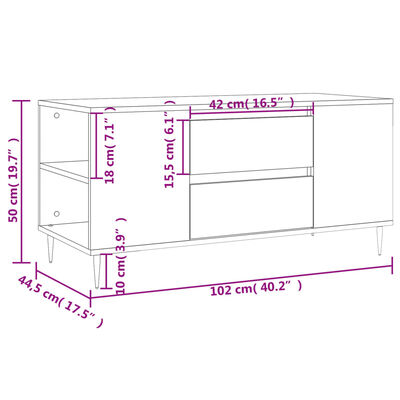 vidaXL Salongbord sonoma eik 102x44,5x50 cm konstruert tre