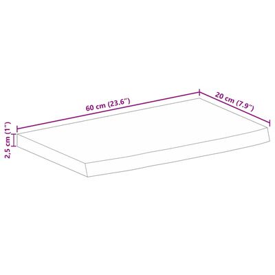 vidaXL Bordplate med naturlig kant 60x20x2,5 cm heltre mango