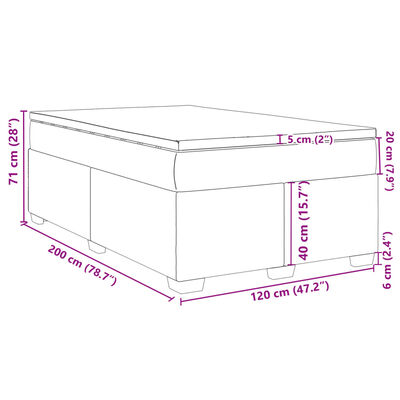 vidaXL Seng med madrass boksfjær mørkeblå 120x200 cm fløyel