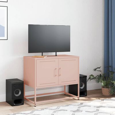 vidaXL TV-benk rosa 68,5x39x60,5 cm stål