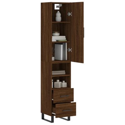 vidaXL Highboard brun eik 34,5x34x180 cm konstruert tre