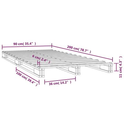 vidaXL Palleseng hvit 90x200 cm heltre furu