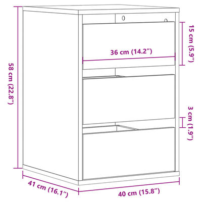 vidaXL Kommode betonggrå 40x41x58 cm konstruert tre