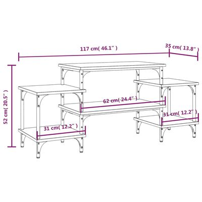 vidaXL TV-benk brun eik 117x35x52 cm konstruert tre