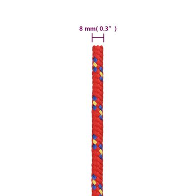 vidaXL Båttau rød 8 mm 250 m polypropylen