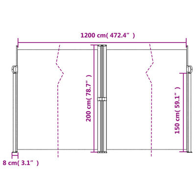 vidaXL Uttrekkbar sidemarkise blå 200x1200 cm