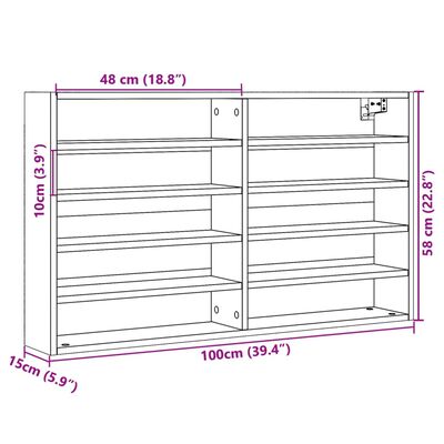 vidaXL Hylle hvit 100x15x58 cm konstruert tre