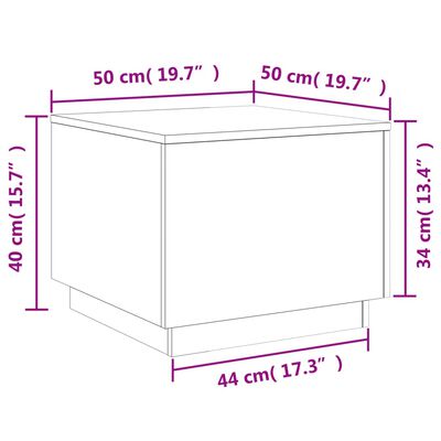 vidaXL Salongbord med LED-lys sonoma røkt eik 50x50x40 cm