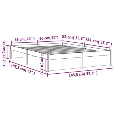 vidaXL Sengeramme svart heltre 140x190 cm