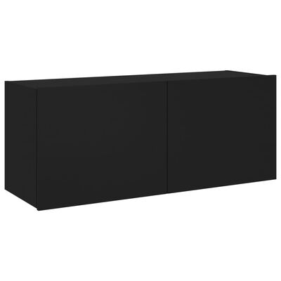 vidaXL Vegghengt TV-benk med LED svart 100x35x41 cm