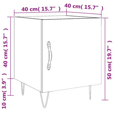 vidaXL Nattbord brun eik 40x40x50 cm konstruert tre