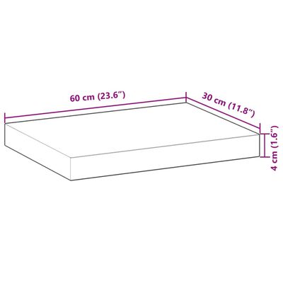 vidaXL Flytende hyller 4 stk 60x30x4 cm ubehandlet heltre akasie