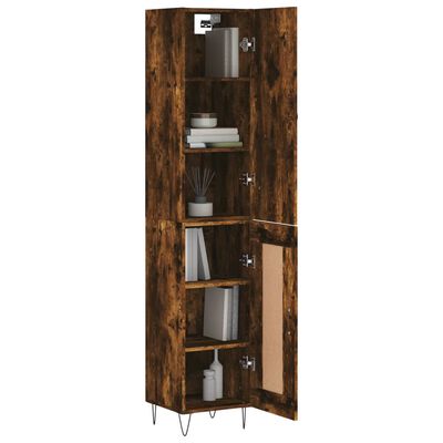 vidaXL Highboard røkt eik 34,5x34x180 cm konstruert tre