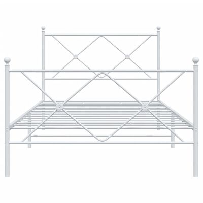 vidaXL Sengeramme i metall med hode- og fotgavl hvit 100x200 cm