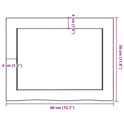 vidaXL Benkeplate til bad mørkebrun 40x30x(2-6) cm behandlet heltre