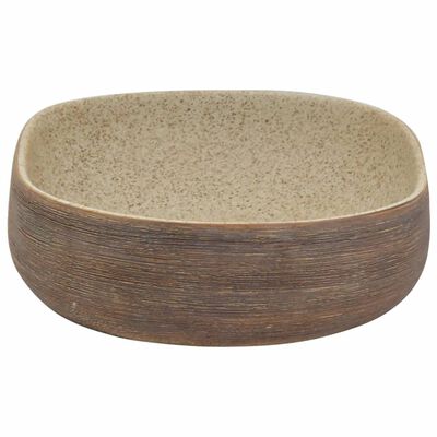 vidaXL Benkeservant sand og brun oval 59x40x14 cm keramikk