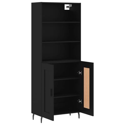 vidaXL Highboard svart 69,5x34x180 cm konstruert tre