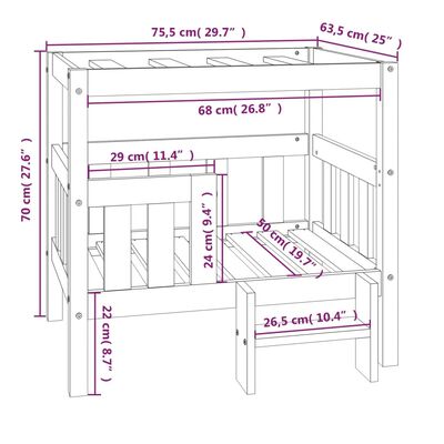 vidaXL Hundeseng honningbrun 75,5x63,5x70 cm heltre furu