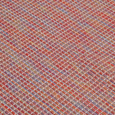 vidaXL Utendørs flatvevd teppe 140x200 cm rød
