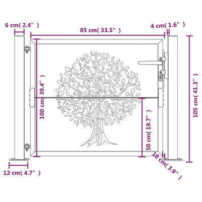 vidaXL Hageport antrasitt 105x105 cm stål tredesign